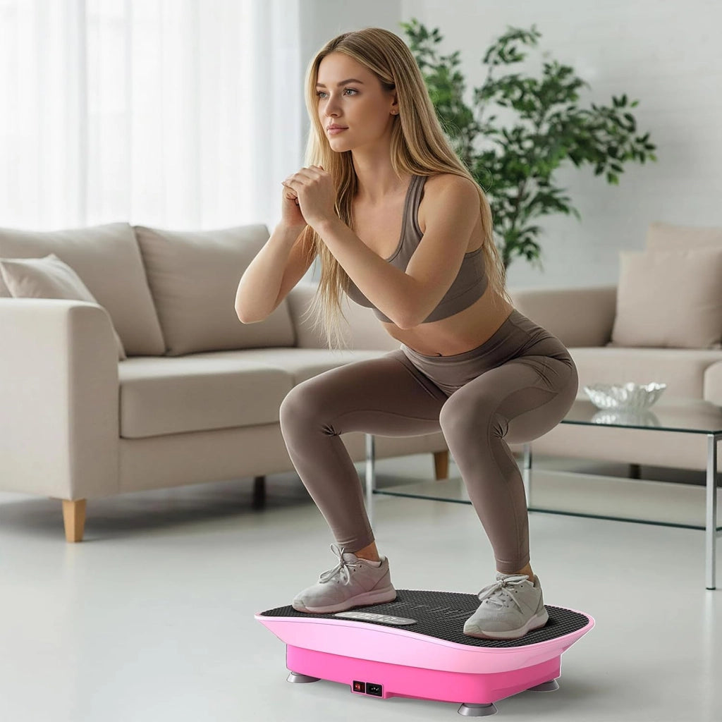 Pedana Vibrante Dimagrante con 10 Livelli di Intensità, Timer da 10 Minuti e Silenziosa Fitness, Pedana Fitness con Schermo e Telecomando per Allenamento Completo a Casa