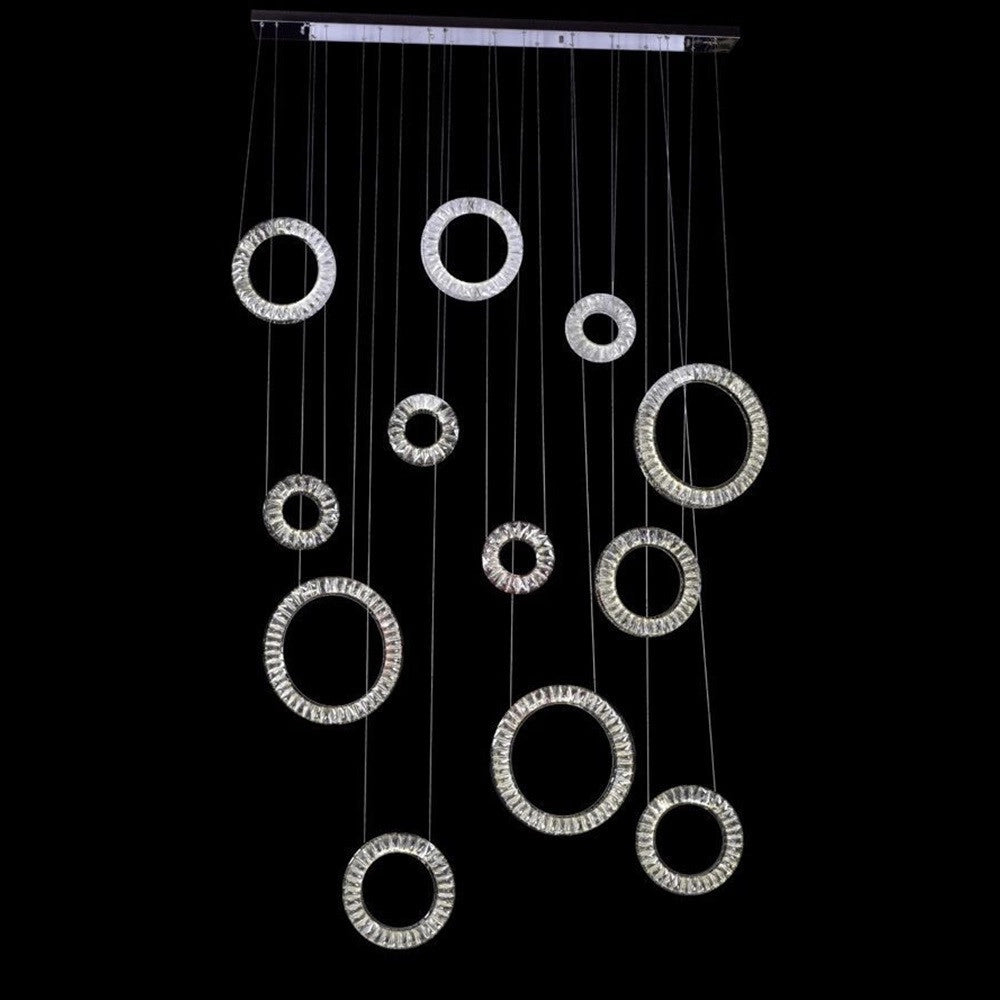 Trade Shop - Lampadario A Sospensione Ad Anelli Alternati In Cristallo 420 W Luce 4000k 01917 -