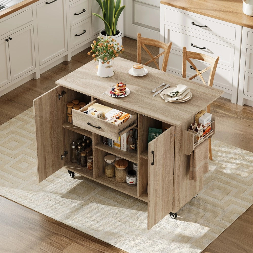 Carrello da Cucina con Piano Ribaltabile e Cassetto ¨C Xylo ¨C Rovere Sonoma, 92,9x120x43,5cm