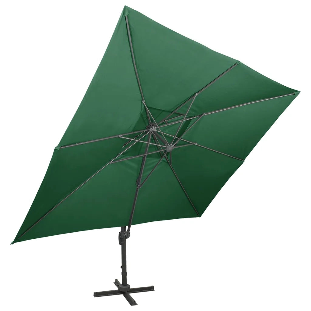 Ombrellone a Sbalzo con Doppia Copertura 400x300 cm Verde cod mxl 18196