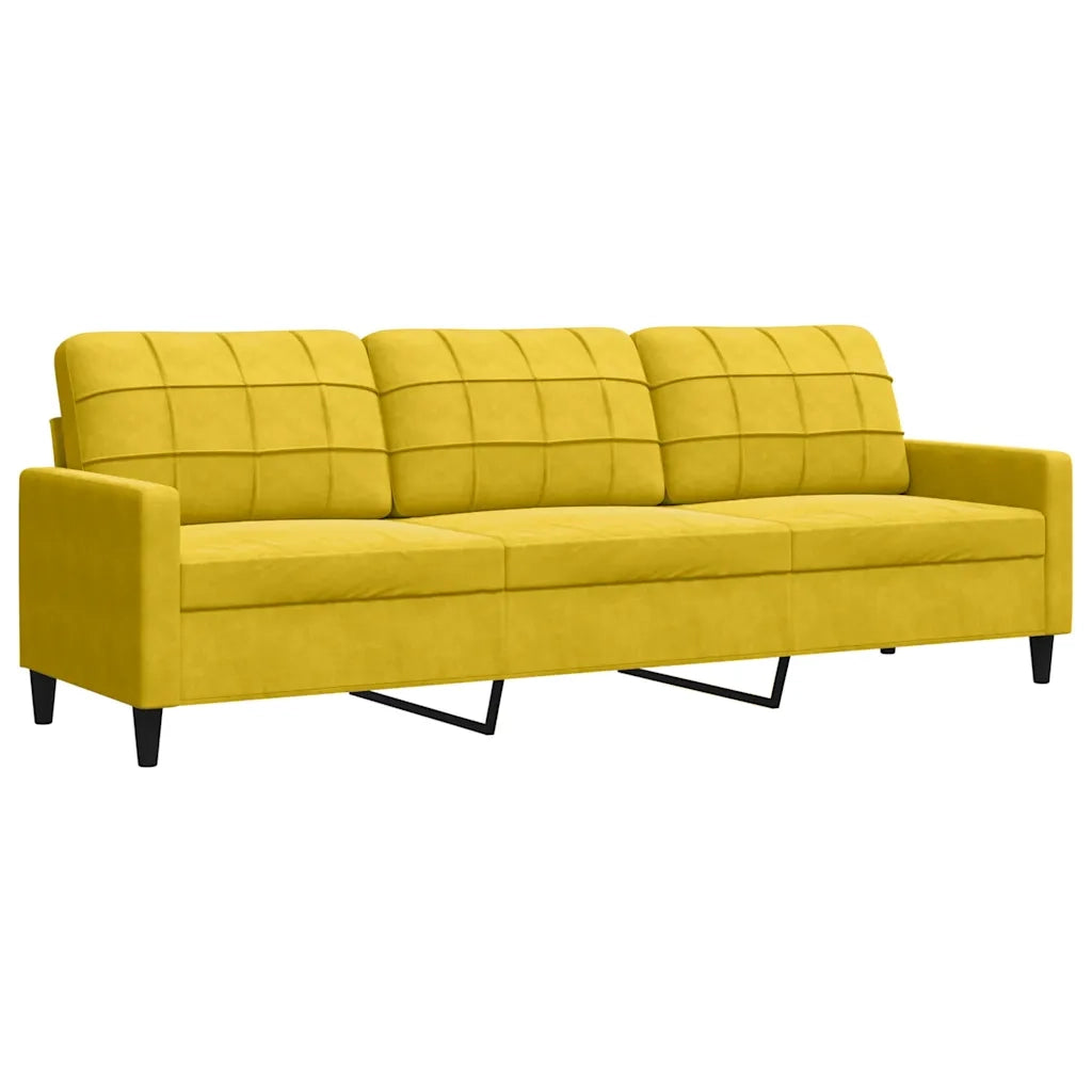 Set di Divani 3 pz con Cuscini giallo in Velluto