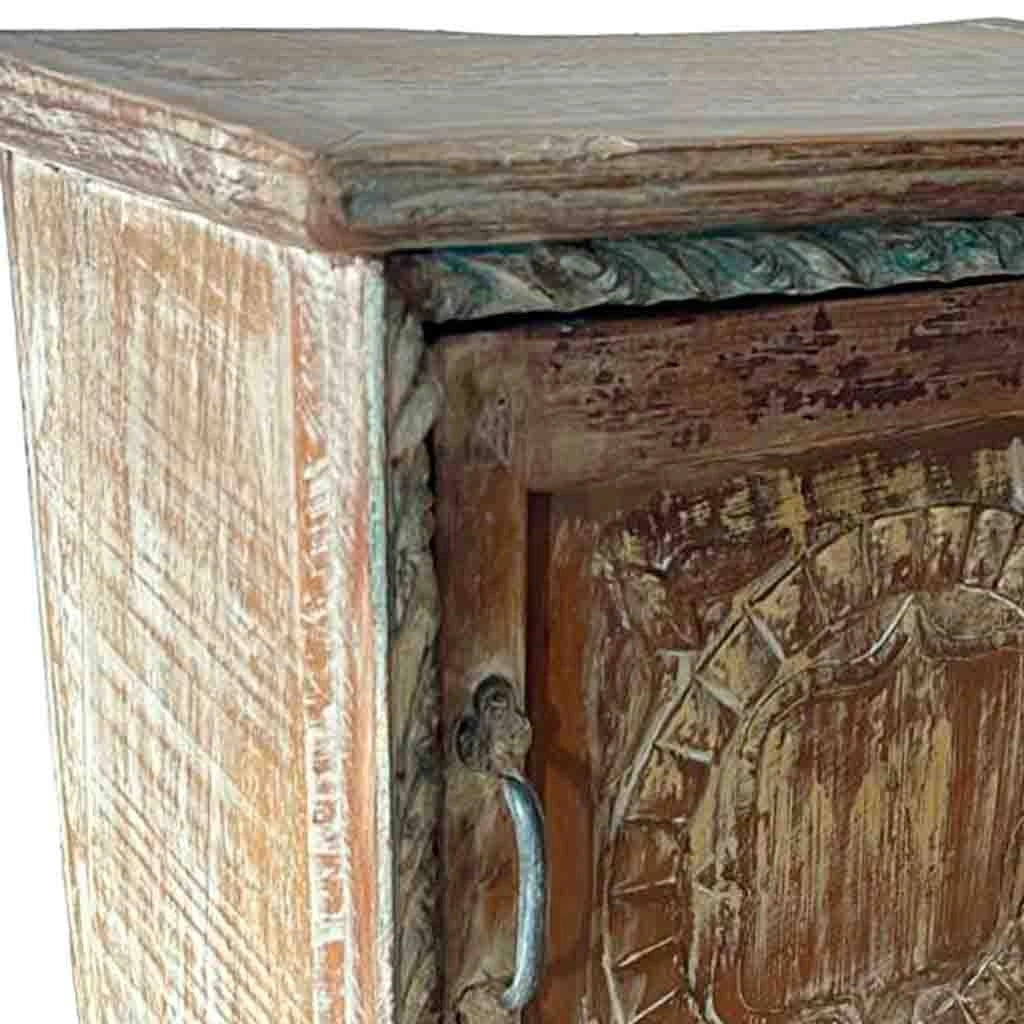 Tavolo in legno finitura artigianale marrone 49x30x54h cm
