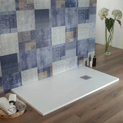Piatto Doccia 70x100 cm Bianco Effetto Pietra Resina Tagliabile