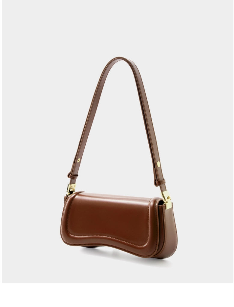 Borsa a tracolla da donna in vera pelle, marrone