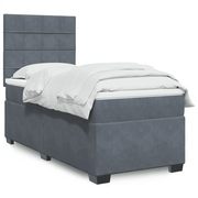 Giroletto a Molle con Materasso Grigio Scuro 90x200 cm Velluto