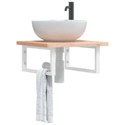 Ripiano a Parete per Lavabo in Acciaio e Massello di Faggio 3302416