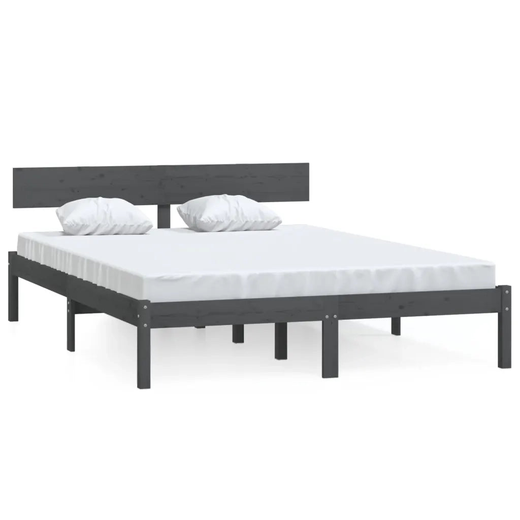 Giroletto-Struttura Letto Grigio in Legno Massello 120x190 cm Small Double 960224