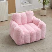 POUF a forma di loto in tessuto effetto peluche Rosa