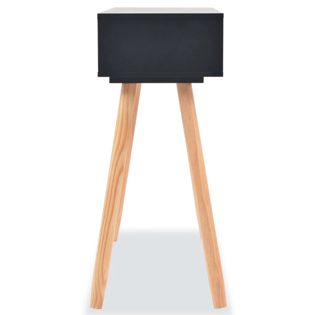 Tavolo Consolle in Legno di Pino Massello 80x30x72 cm Nero 244738