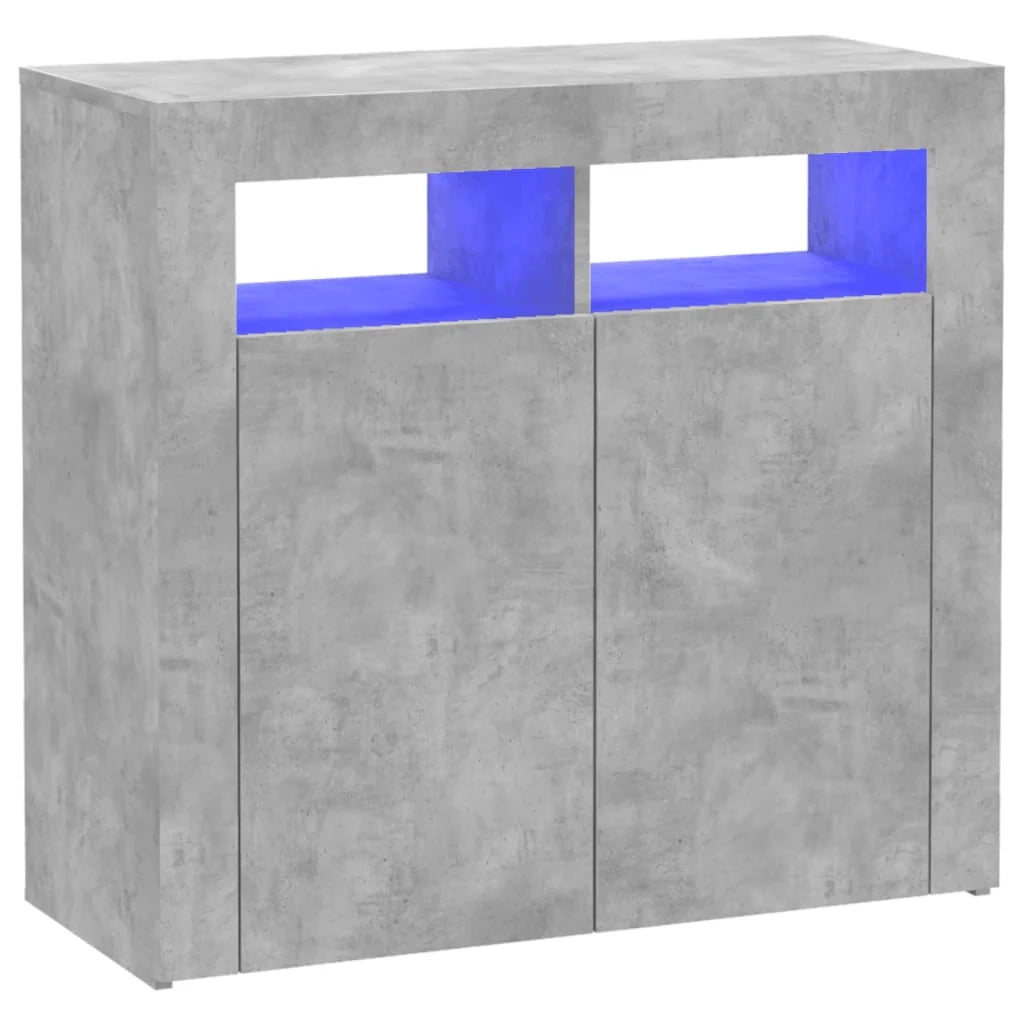 Buffet credenza cassettiera armadio mobile contenitore organizer per cucina soggiorno salotto con luci LED 80 x 35 x 75 cm grigio 02_0030006
