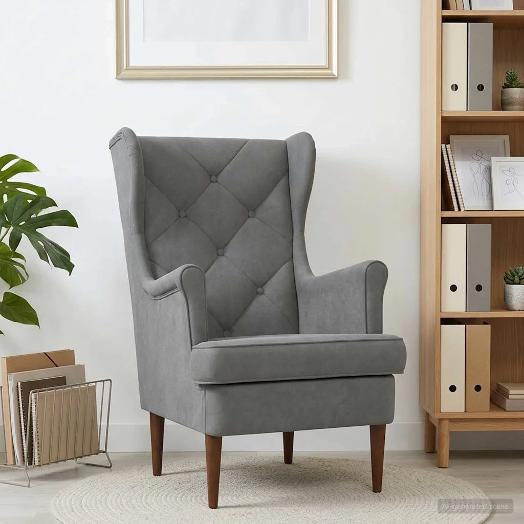 Poltrona-Divano Sedia-Poltroncina Grigio Scuro Velluto 608275