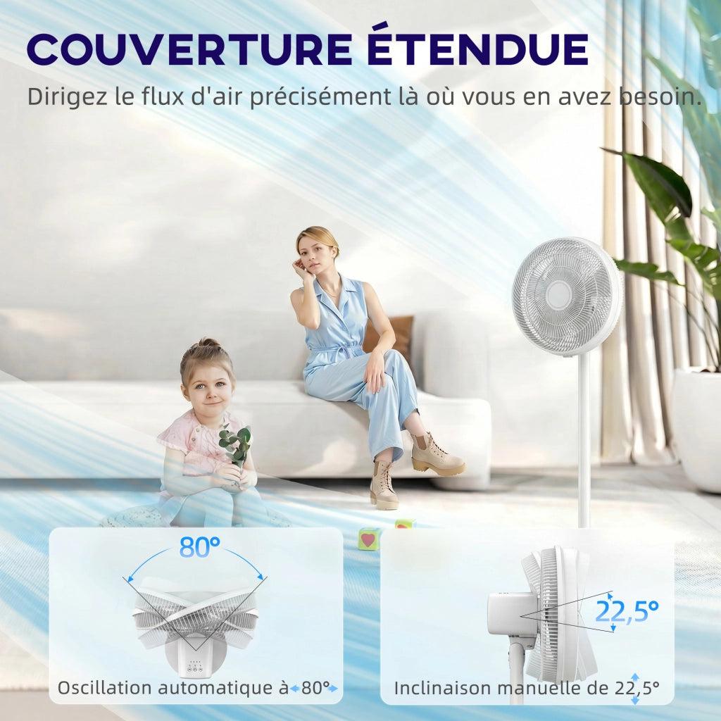 Ventilatore a colonna ¨C zephmum ¨C bianco, oscillazione 80¡ã, 4 velocit¨¤, timer 10h