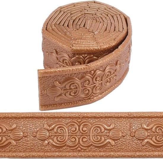 Pannello di spessore 3D autoadesivo per decorazione di parete e cornice, impermeabile, con linee di cornice e finitura a sbalzo, da applicare con l'effetto "peel and stick", misura 90,5x2,4 cm.