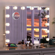 Specchio con Illuminazione per Trucco con 14 LED a Luce Dimmabile e 10x Ampliamento - 50x40cm