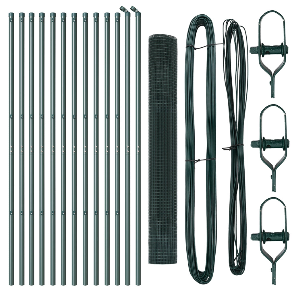 Set di Paletti per Recinzione in Metallo Set di 2 Verde