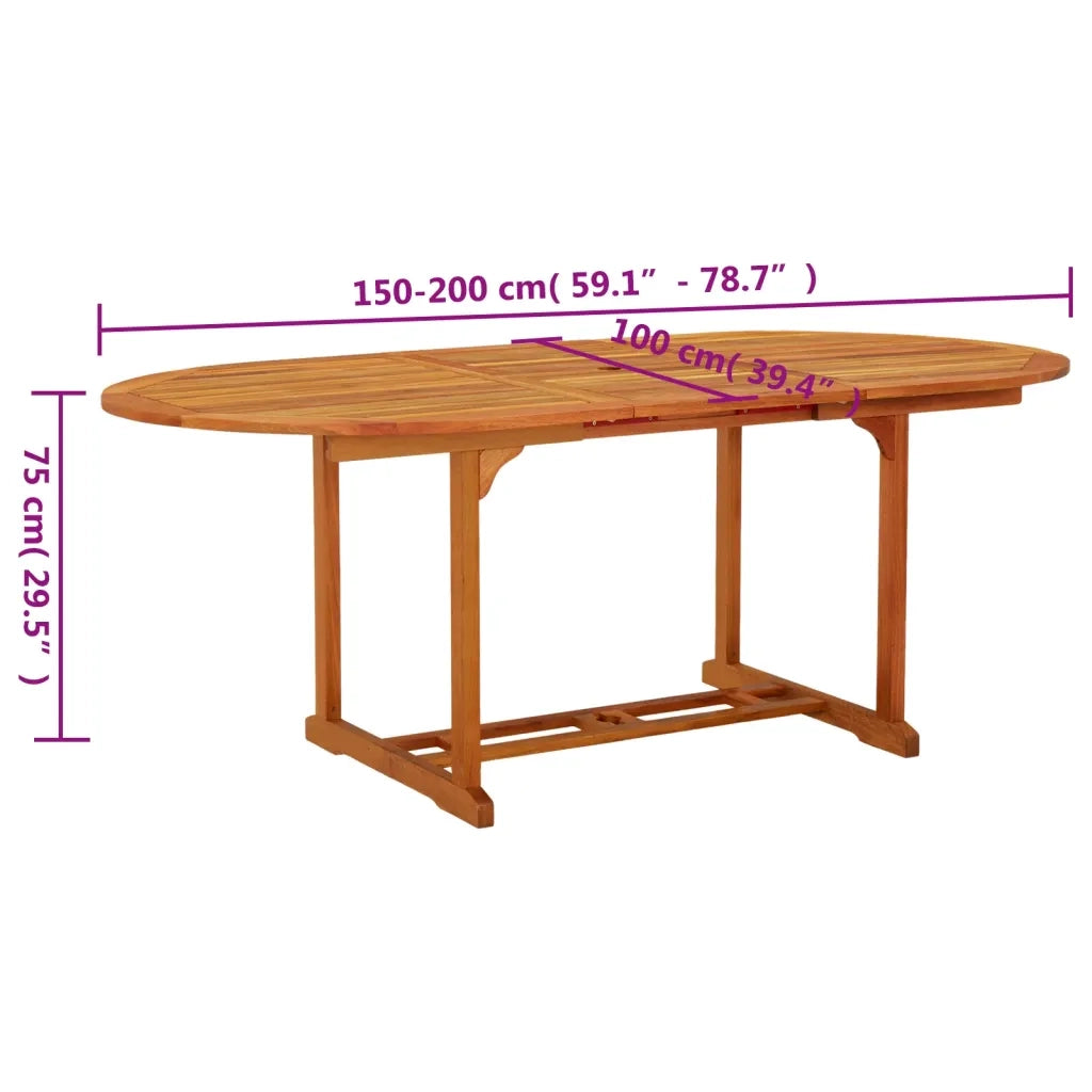 Tavolo da Giardino 200x100x75 cm in Legno Massello di Eucalipto 316068