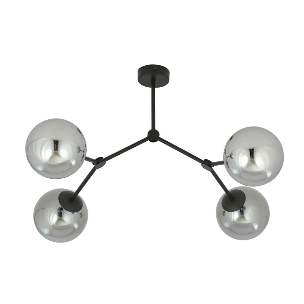 Plafoniera Minimal Iperione Acciaio Nero Grigio 4 Luci E14 Ip20