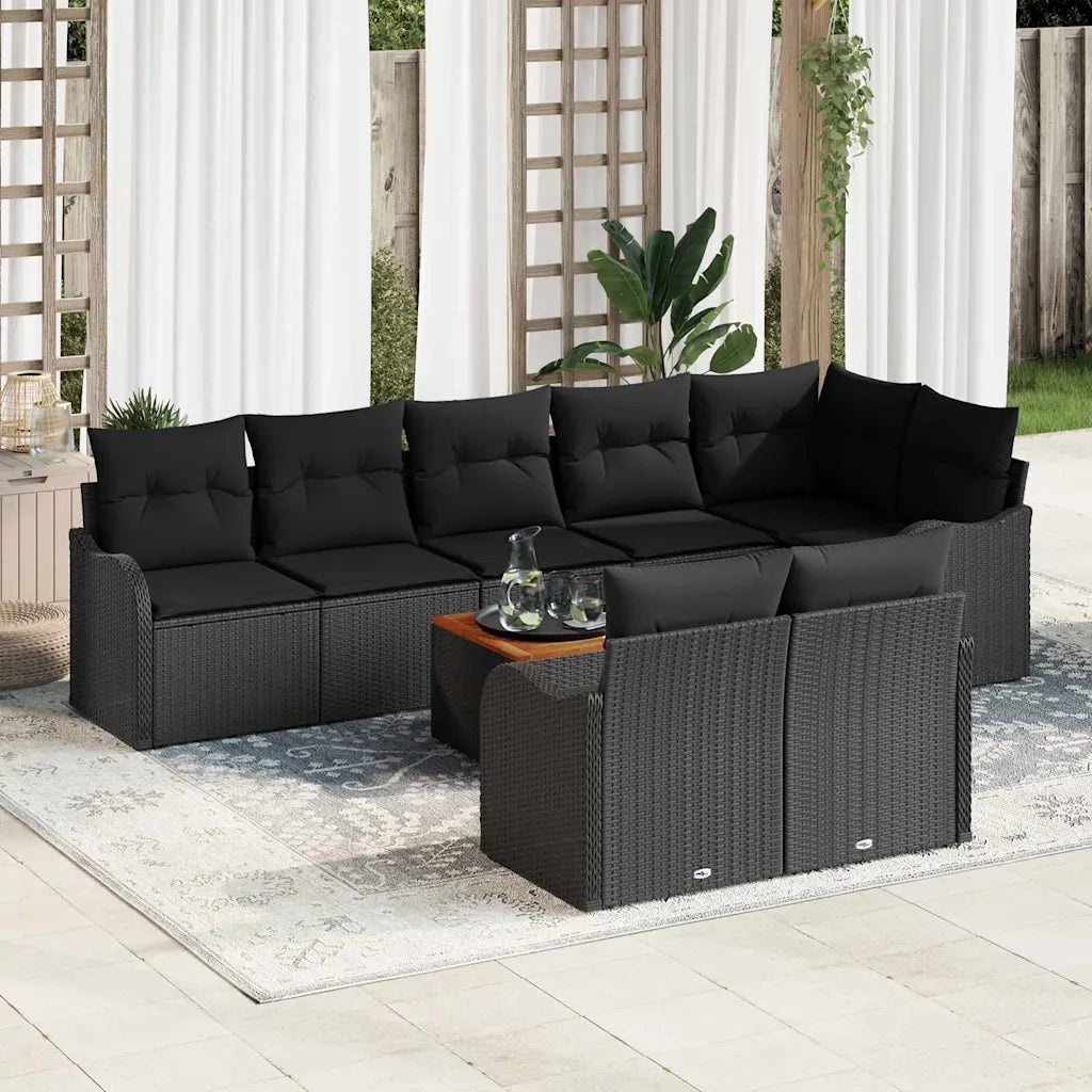 Set Divano da Giardino con cuscino 9 pcs Nero polyrattan 3347471