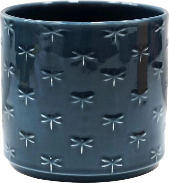 Vaso Ceramico Blu Libellula Pianta Dimensioni 175cm x 17cm - Grande Taglia - Per Interno ed Esterno
