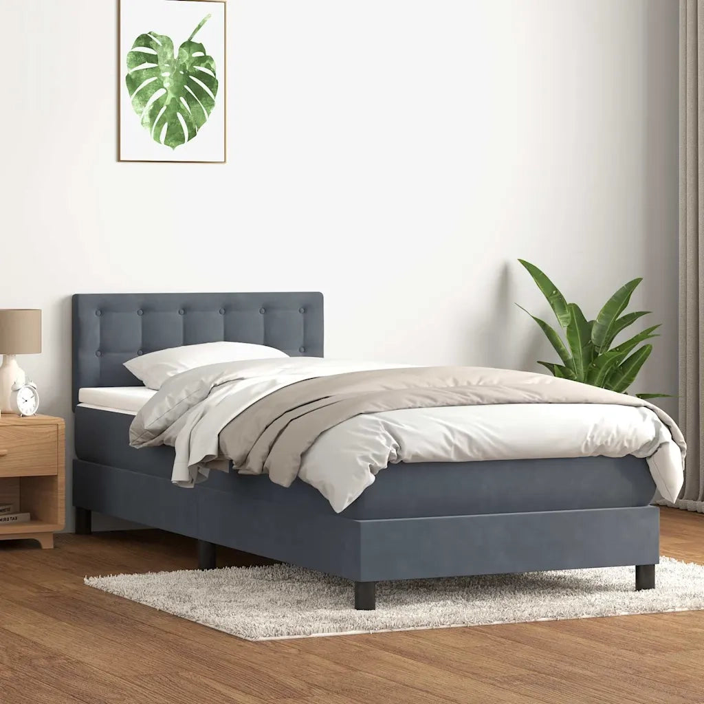 Letto a Molle con Materasso e LED Grigio Scuro 80x210 cm Velluto 3317242