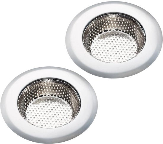 Filtro per vasca da bagno in acciaio inossidabile - Trappola per capelli - Stopper per scarico doccia - Siepe per capelli vasca da bagno - 2 pezzi - Effettivo antiklever per la prevenzione di grumi