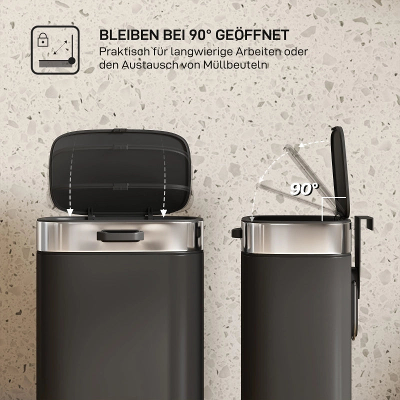 CESTINO RIFIUTI 5 L 21,5x19,5x30 cm Nero in acciaio inox