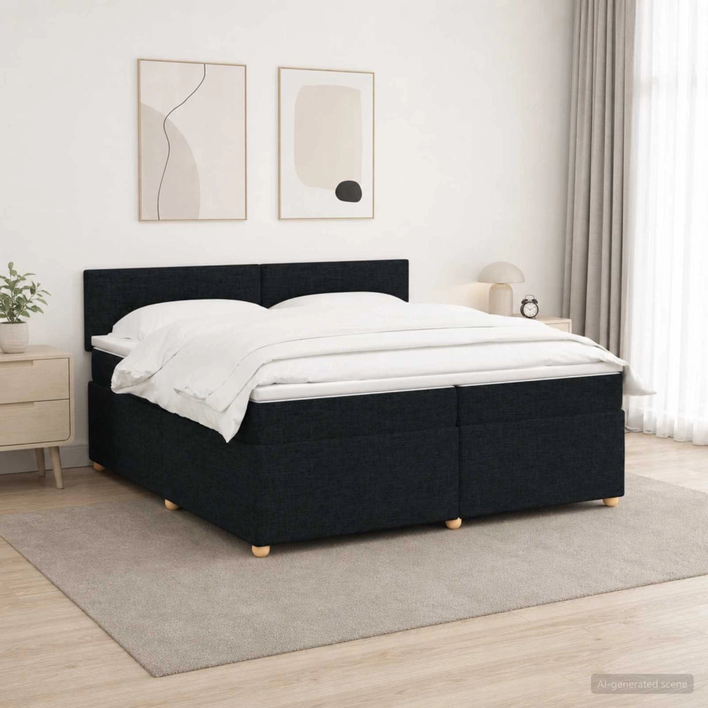 Letto box spring con materasso Nero 200 x 200 cm Tessuto 3452501