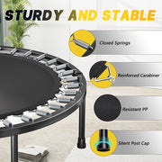 TRAMPOLINO FITNESS 101 cm Pieghevole Nero in Acciaio con Maniglia Regolabile