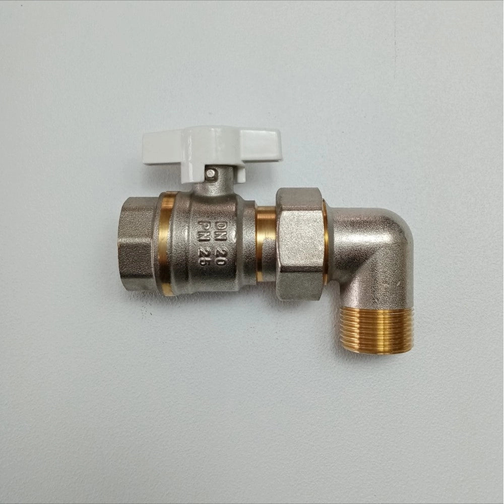 Valvola sfera saracinesca da 3/4 ad angolo mf leva corta con bocchettone orientabile