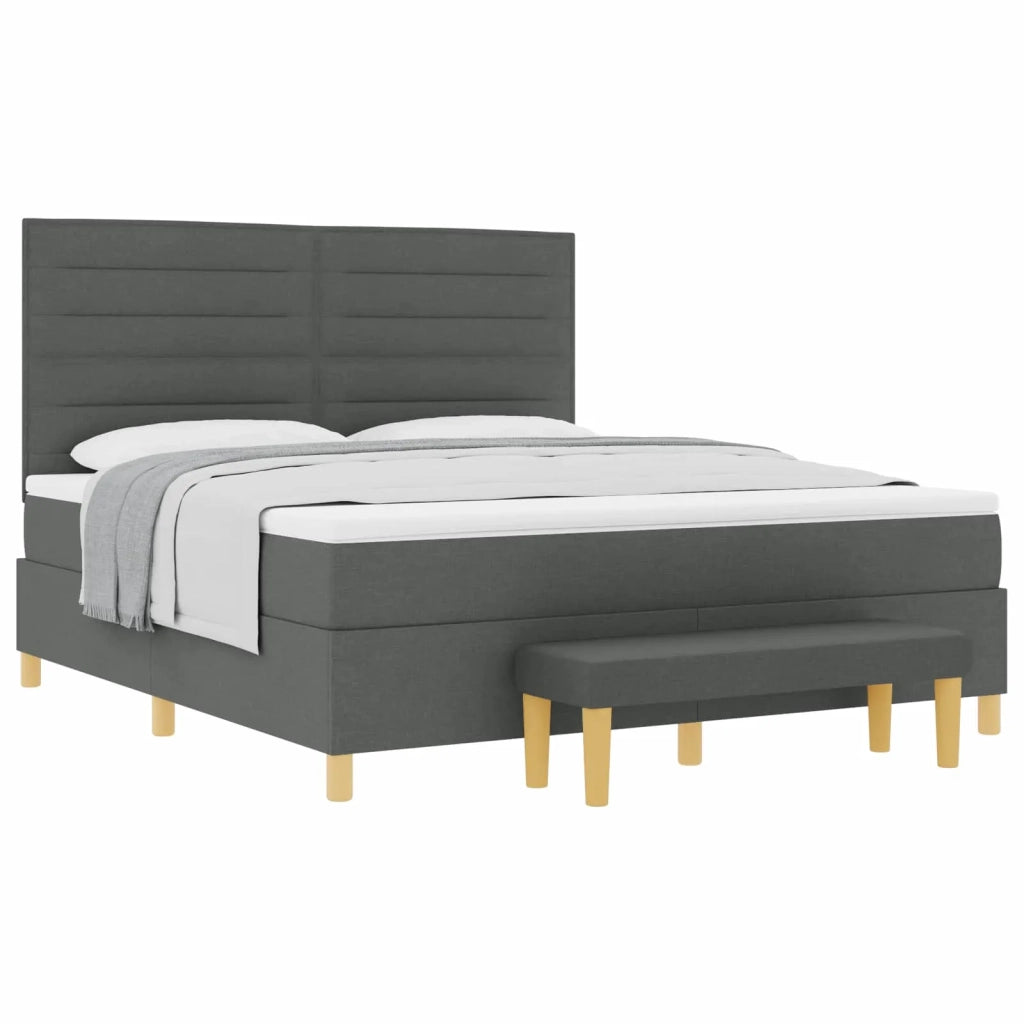 Letto a molle con testiera Grigio scuro 200 x 180 cm Tessuto 3344241
