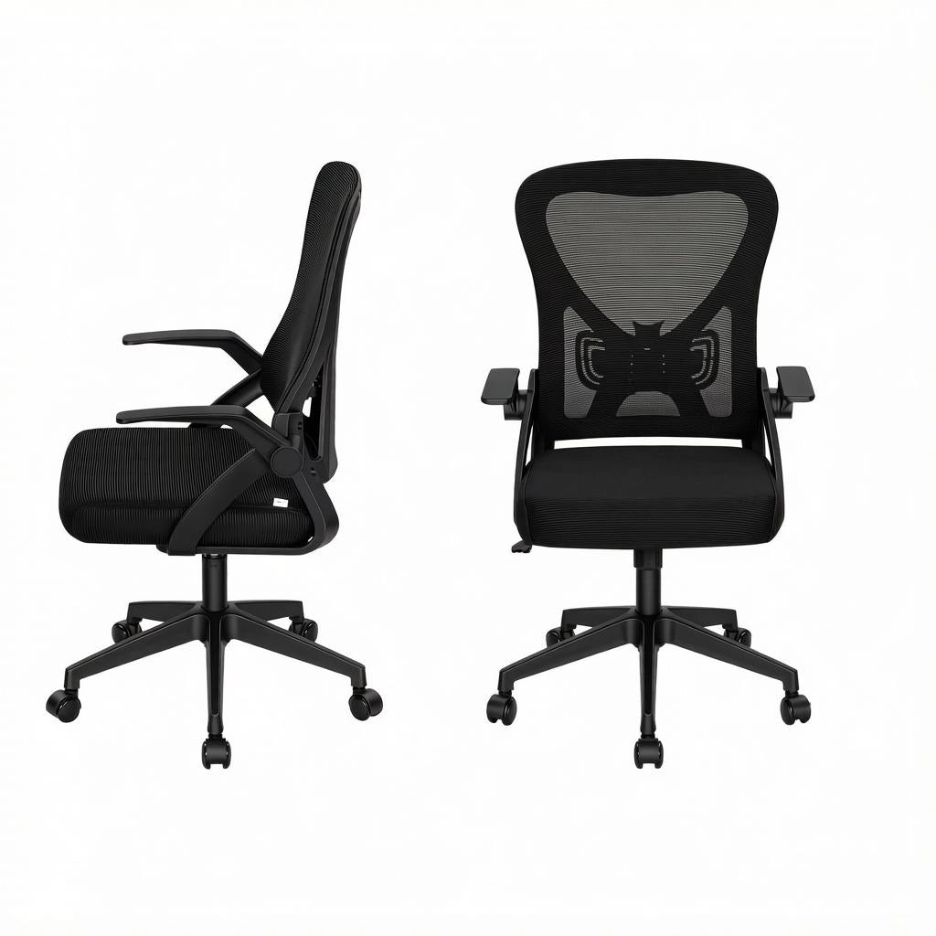 SEDIA DA UFFICIO GIREVOLE ERGONOMICA NERA 47x42x102-111,5 cm