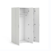 Armadio Camera da Letto Ruffano, Guardaroba 3 Ante Appendiabiti, 115x49 cm Bianco