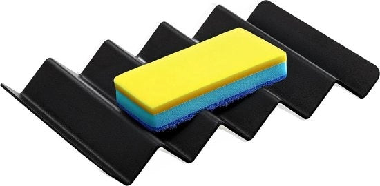 Organizzatore per la vasca da bagno con maniglia in acciaio inossidabile - Racks per la cucina moderni per l'organizzazione - Organizzatore per la spugna da bagno - Design elegante - Nero