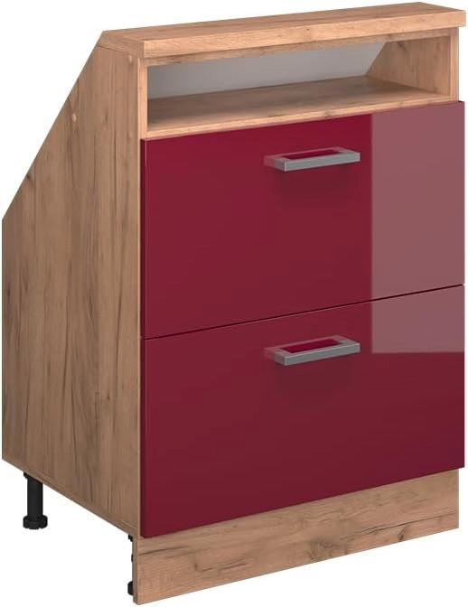 Mobile angolare da cucina R-Line, Calcestruzzo nero, 57 cm, per la libera combinazione all'interno di sistemi cucina modulari