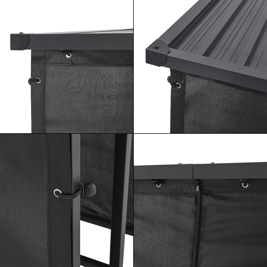 Deposito legna coperto con telo di protezione rastrelliera per legna da ardere portalegna in acciaio coperto 185 x 130 x 70 cm nero 03_0008838