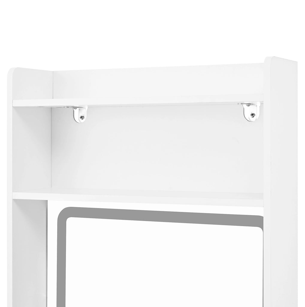 Toeletta 75x45x156 cm con piano pieghevole e LED a 3 colori in MDF bianco