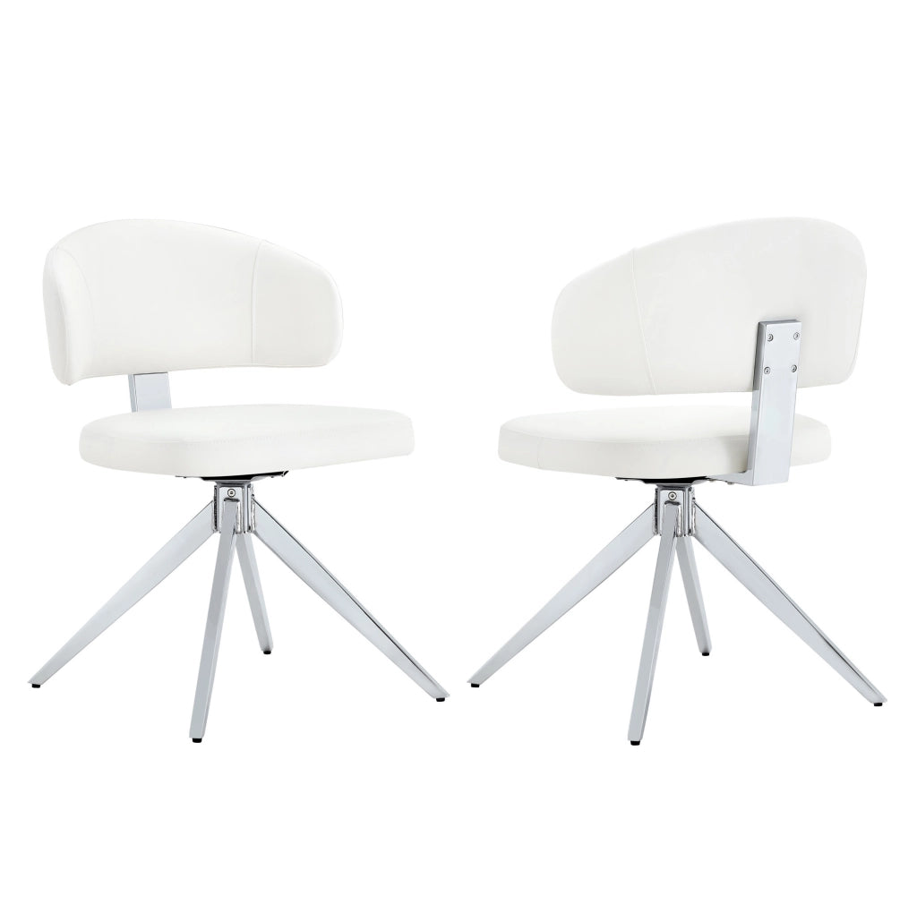 Set di 2 sedie girevoli con schienale curvo in PU bianco