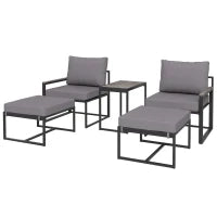 Set di mobili da giardino in acciaio per 2 persone, resistente alle intemperie, set da balcone con 2 poltrone, cuscini, tavolino