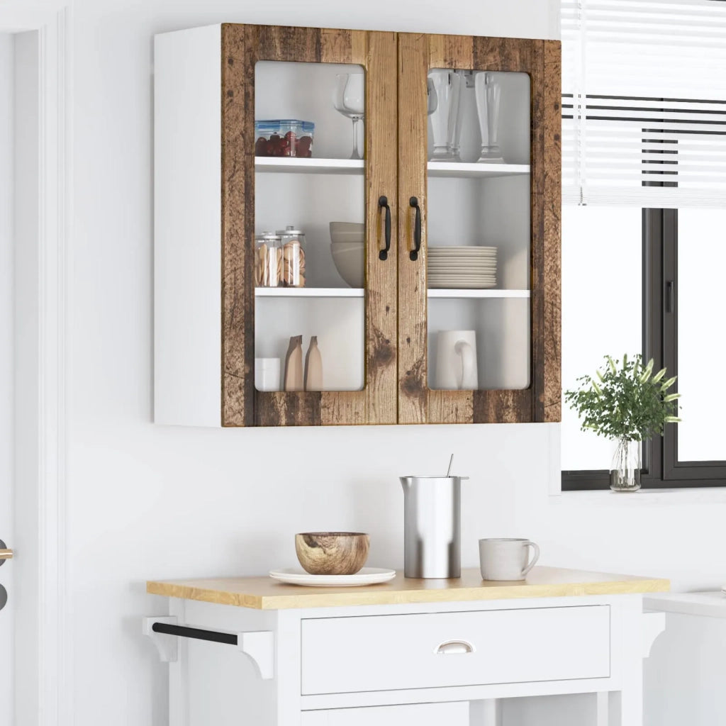 Mobile in vetro da parete LUCCA Legno antico 80 x 31 x 80 cm