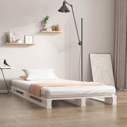 Letto a Pallet Bianco 100x200 cm in Legno Massello di Pino