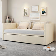 Letto estraibile imbottito singolo 90×200 cm e 180×200 cm con rete; senza materasso; beige