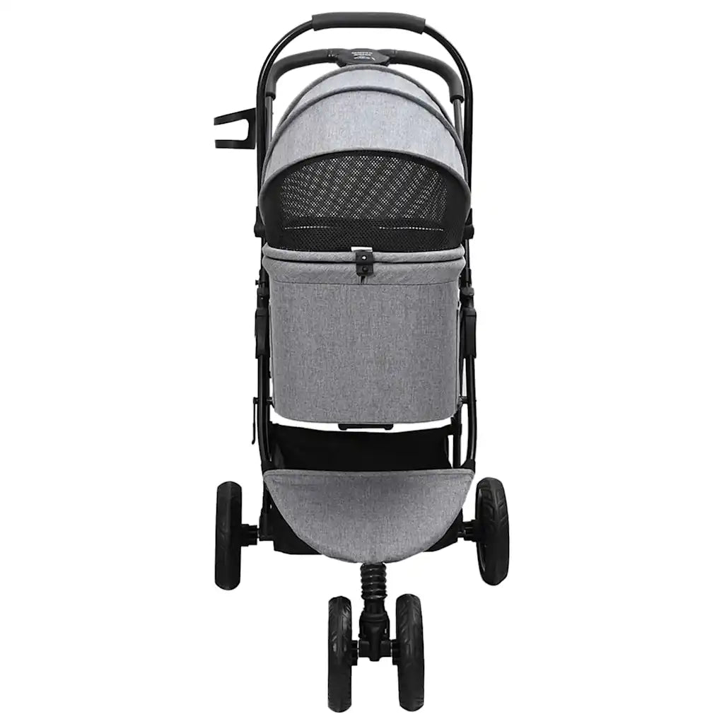vidaXL Passeggino pieghevole per animali Grigio 78 x 54 x 101 cm