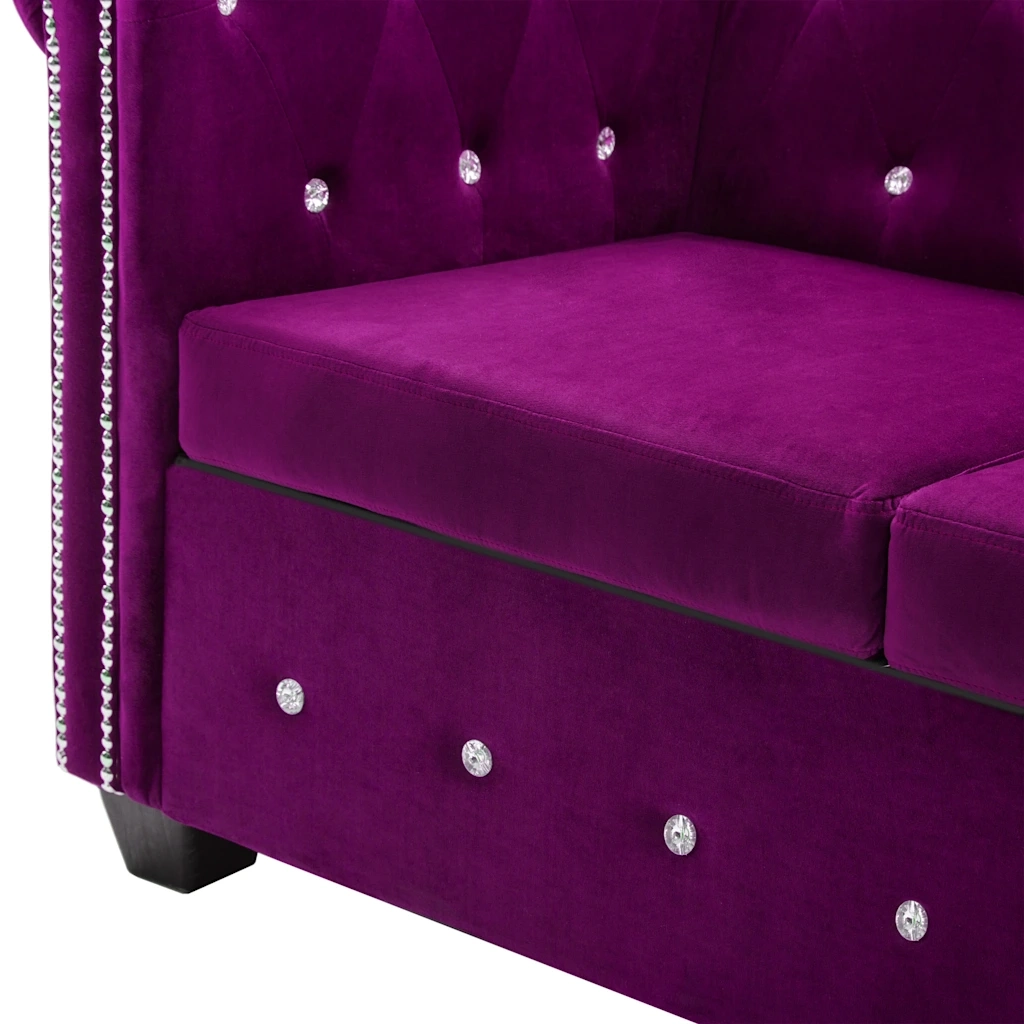 Divano Chesterfield a 3 Posti in Velluto 199x75x72 cm Viola 247147