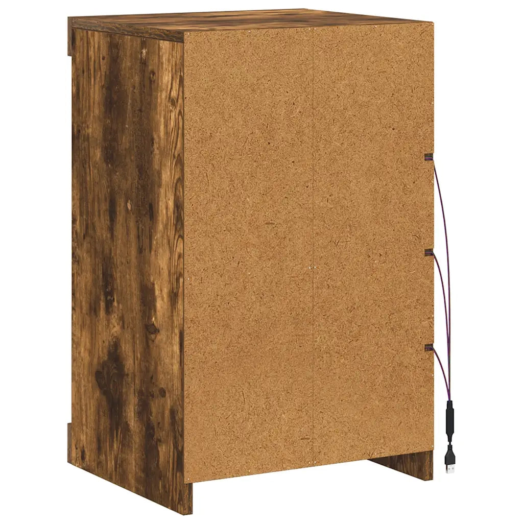 Credenza con Luci LED Rovere Fumo 41x37x67 cm