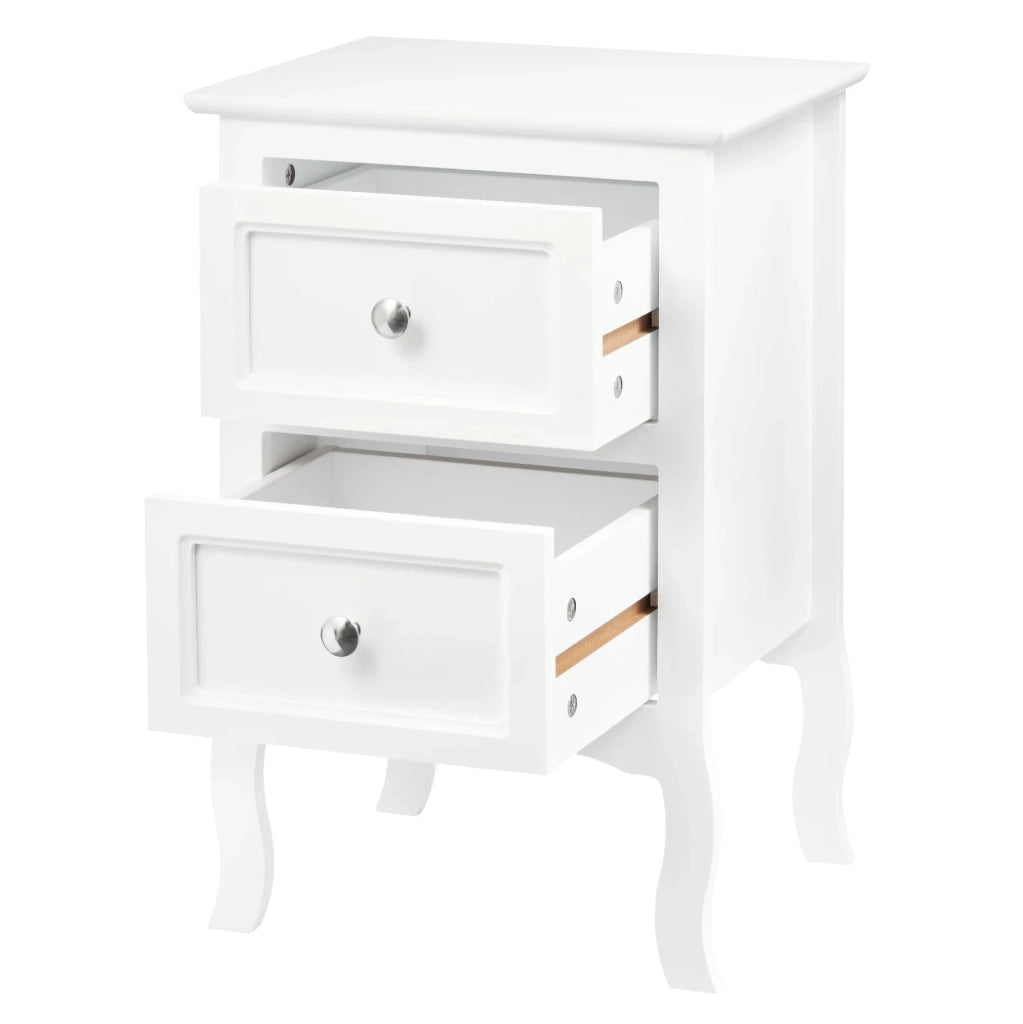 Comodino moderno bianco con 2 cassetti in MDF laccato 40x60x30 cm