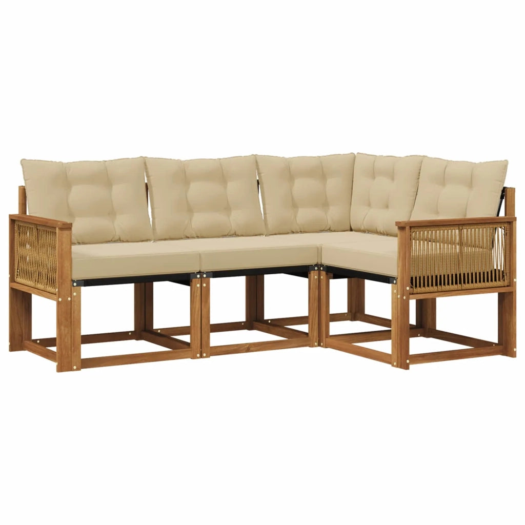 Set di divani da esterno 4 pz Naturale e Beige 3381925