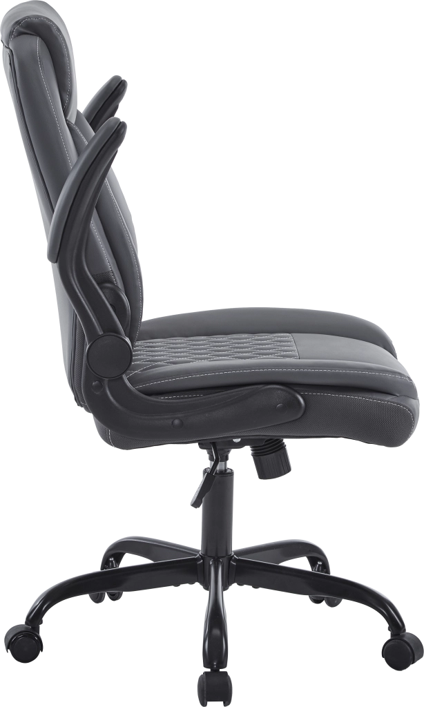 Sedia da ufficio ergonomica con supporto lombare braccioli ribaltabili e altezza regolabile in pelle grigio