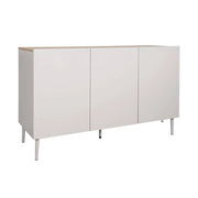 Credenza in metallo e decorazione in legno 3 ante, 120cm, beige