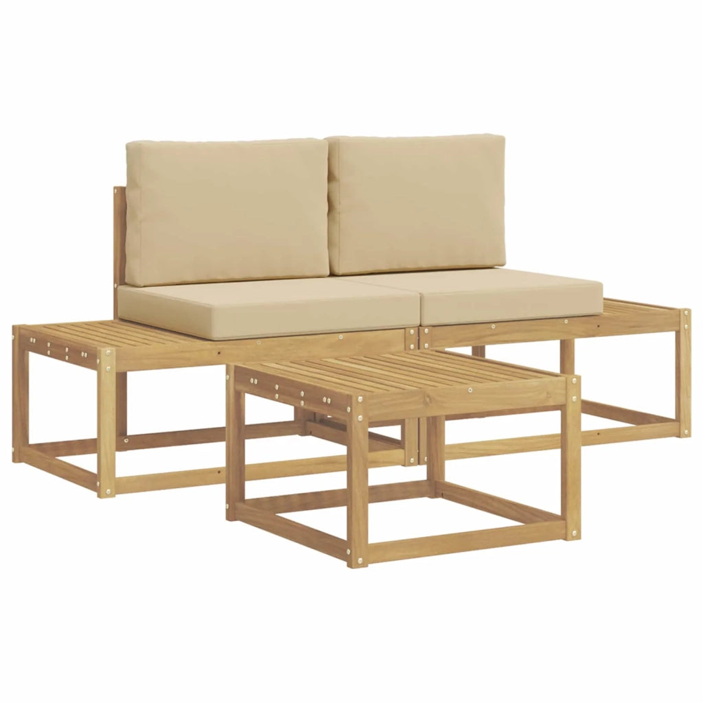 Set di divani da esterno 3 pcs Bianco e Beige Poliestere 3388182
