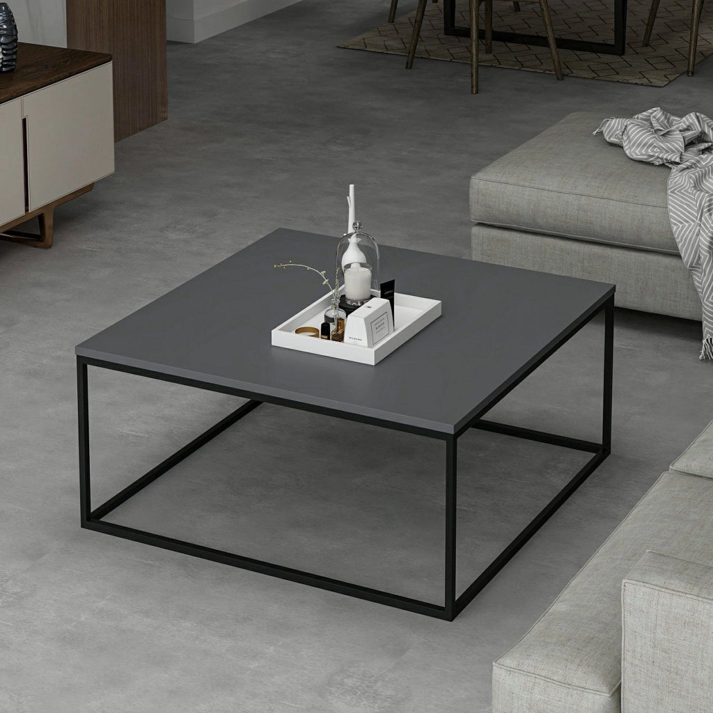 Arcella, Tavolino da Salotto un Vano, 90x90x42h cm Grigio